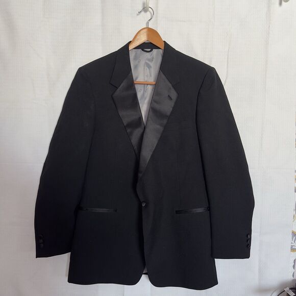Christian Dior Mens Tuxedo Formal Blazer Suit Jacket 1 Button Black Size 44L - Picture 1 of 15